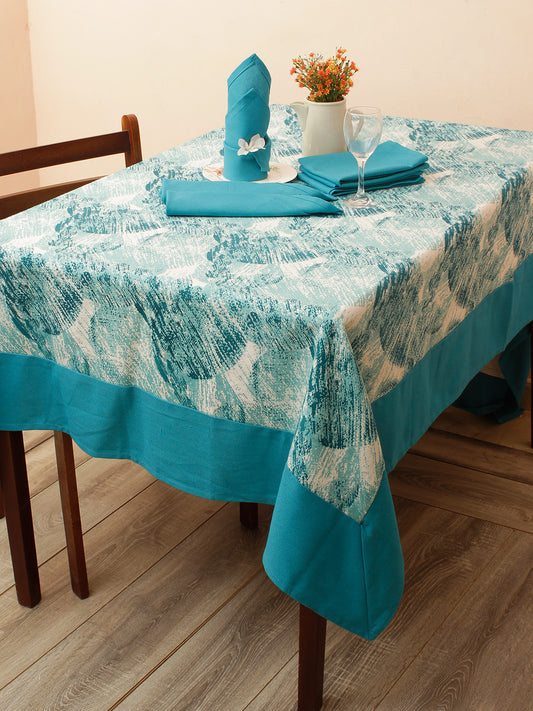 Premium Cotton Floral 6 Seater Dinning Table Cover- 1 pc Table Cover 60"x 90" with 6 pcs Napkin