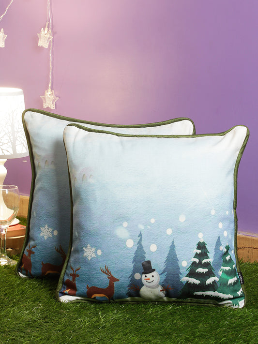 Premium Light Blue Digital Printed Cushion Cover Set