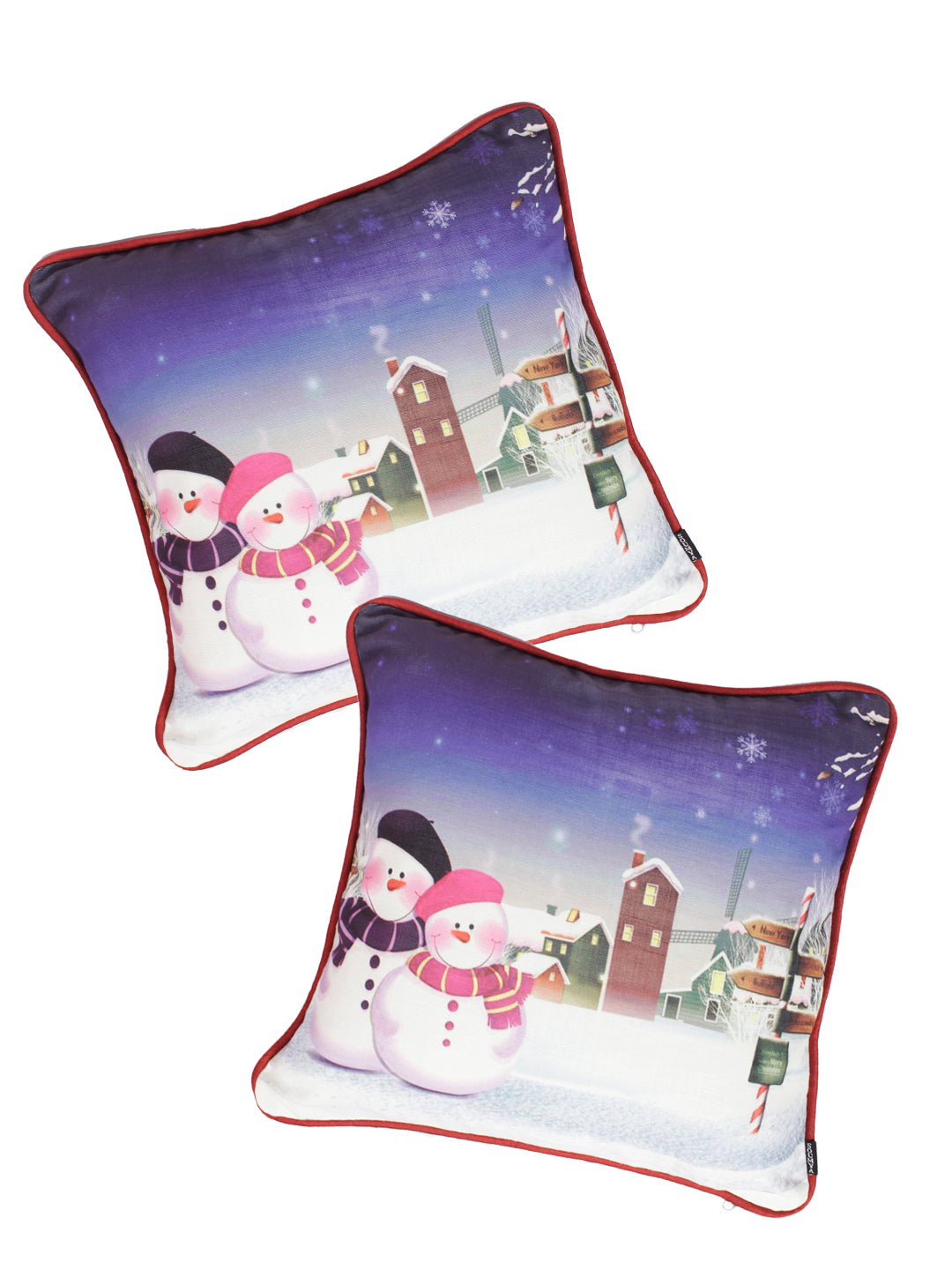 Premium Blue & White Digital Printed Cushion Cover Set