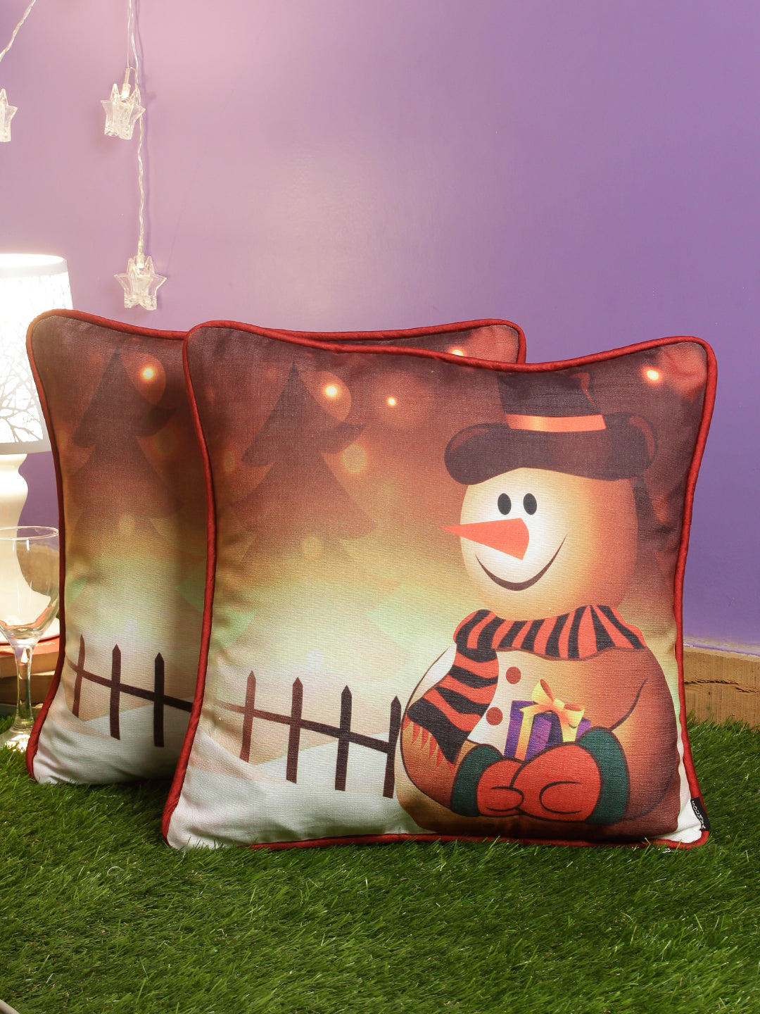 Premium Maroon Digital Printed Cushion Cover Set