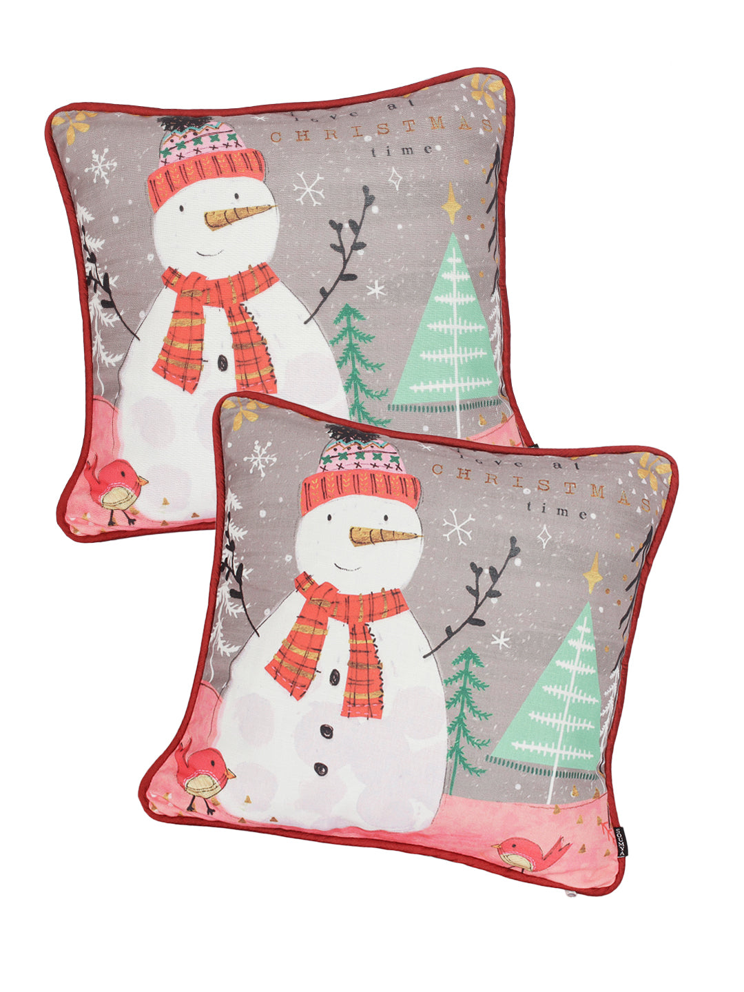 Premium Grey & White Digital Printed Cushion Cover Set