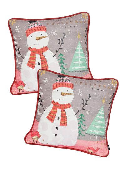 Premium Grey & White Digital Printed Cushion Cover Set