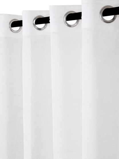 Soumya Premium Lightweight Solid Sheer Off White Color Linen Curtain, Pack of 1