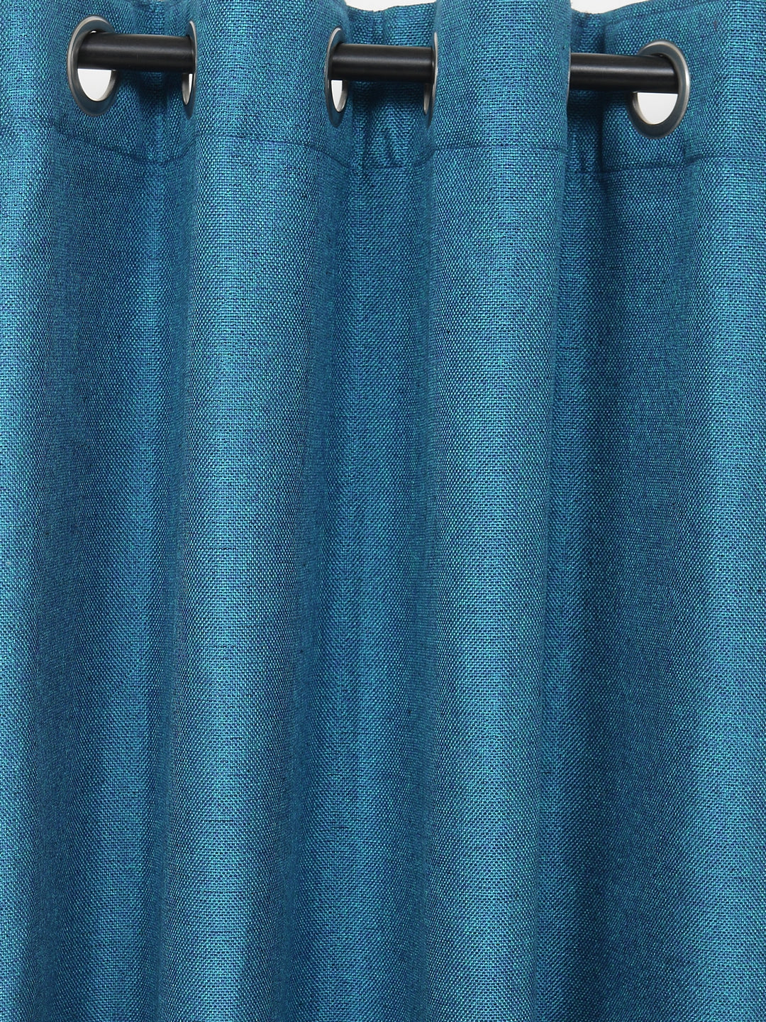 Soumya Premium Jute Finish Solid Blue Color Curtain, Pack of 1