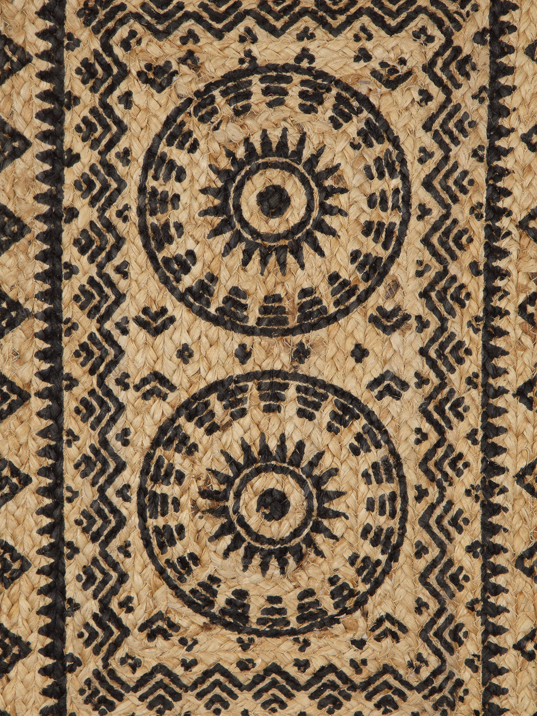 Natural Jute Braided Washable Printed Mat Black Color for Door, 1 Pc. Mat