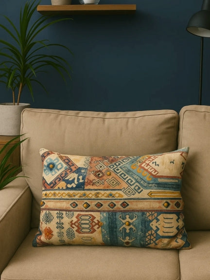 Set Of 2 Boho Mosaic Oblong Cushion – Tribal Ocean Edition