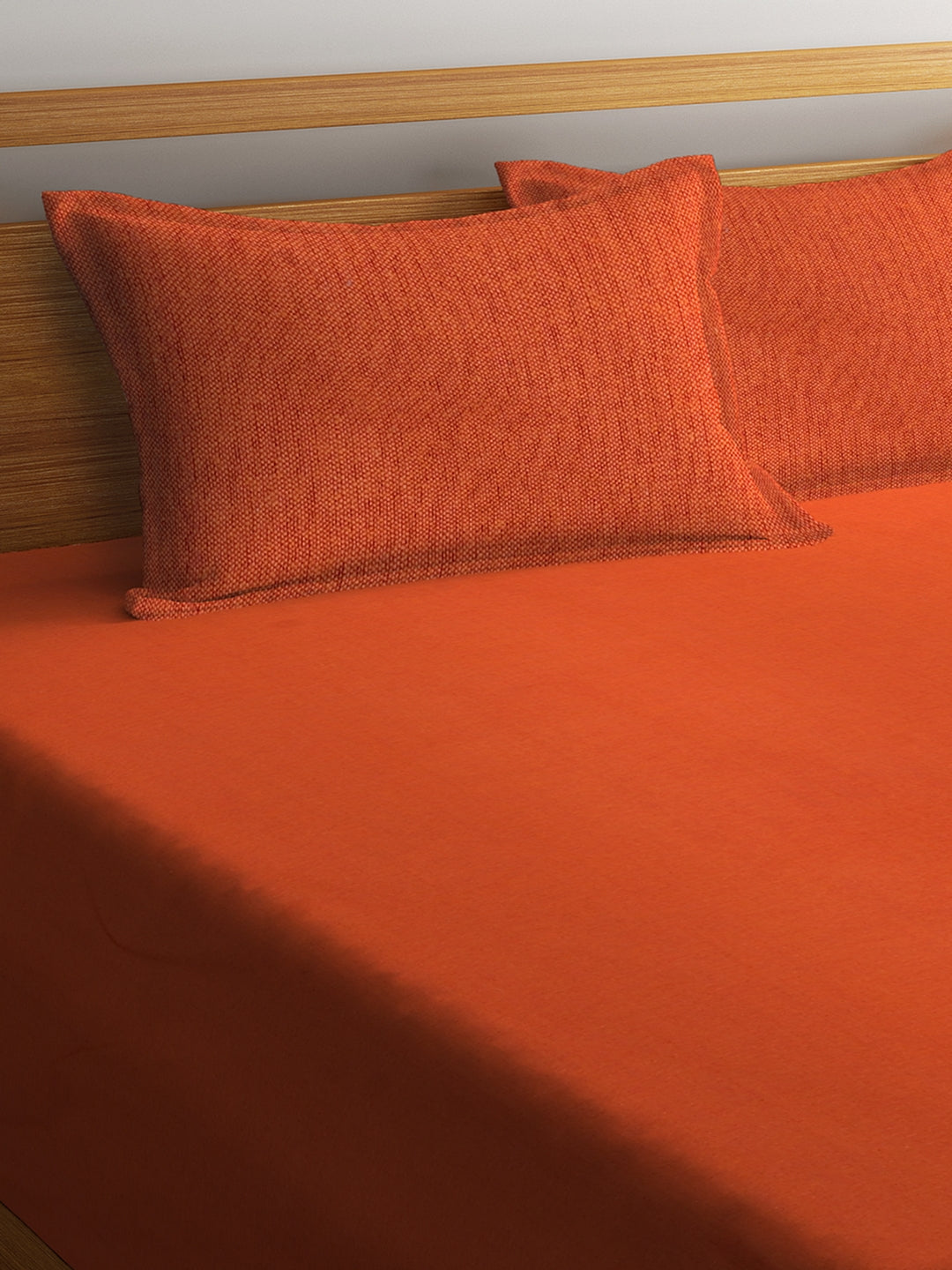 Set of 3 Premium Plain Cotton Double Bedcover Set, 1 Double Bedcover, with 2 Pillow Cover