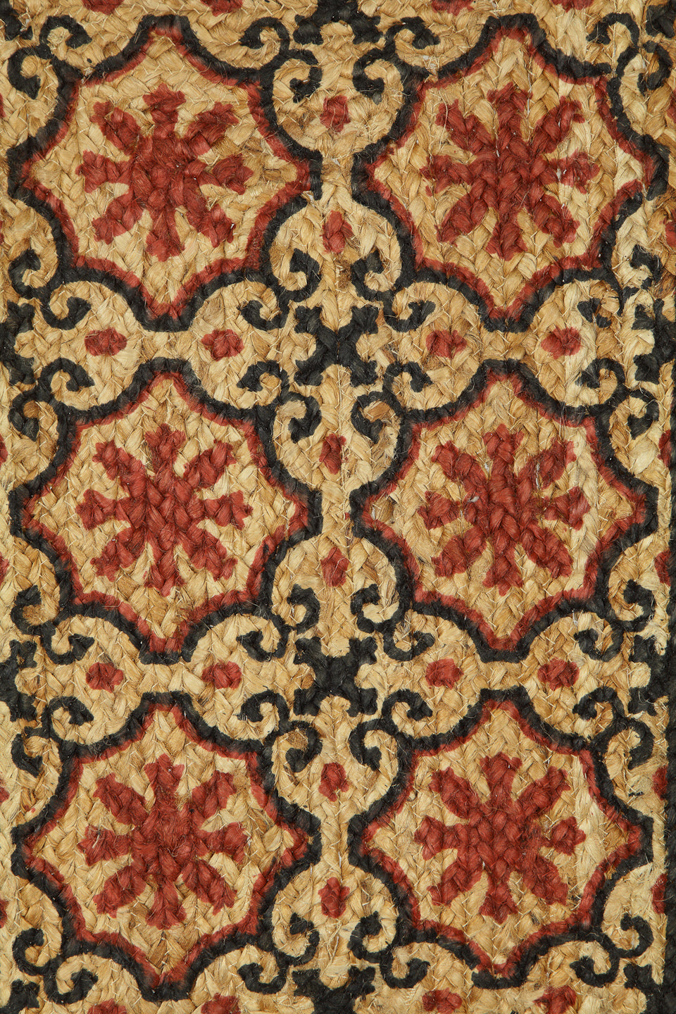 Natural Jute Braided Washable Printed Mat Maroon Color for Door, 1 Pc. Mat