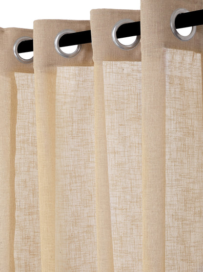 Soumya Premium Lightweight Solid Sheer Khakhi/Beige Color Linen Curtain, Pack of 1