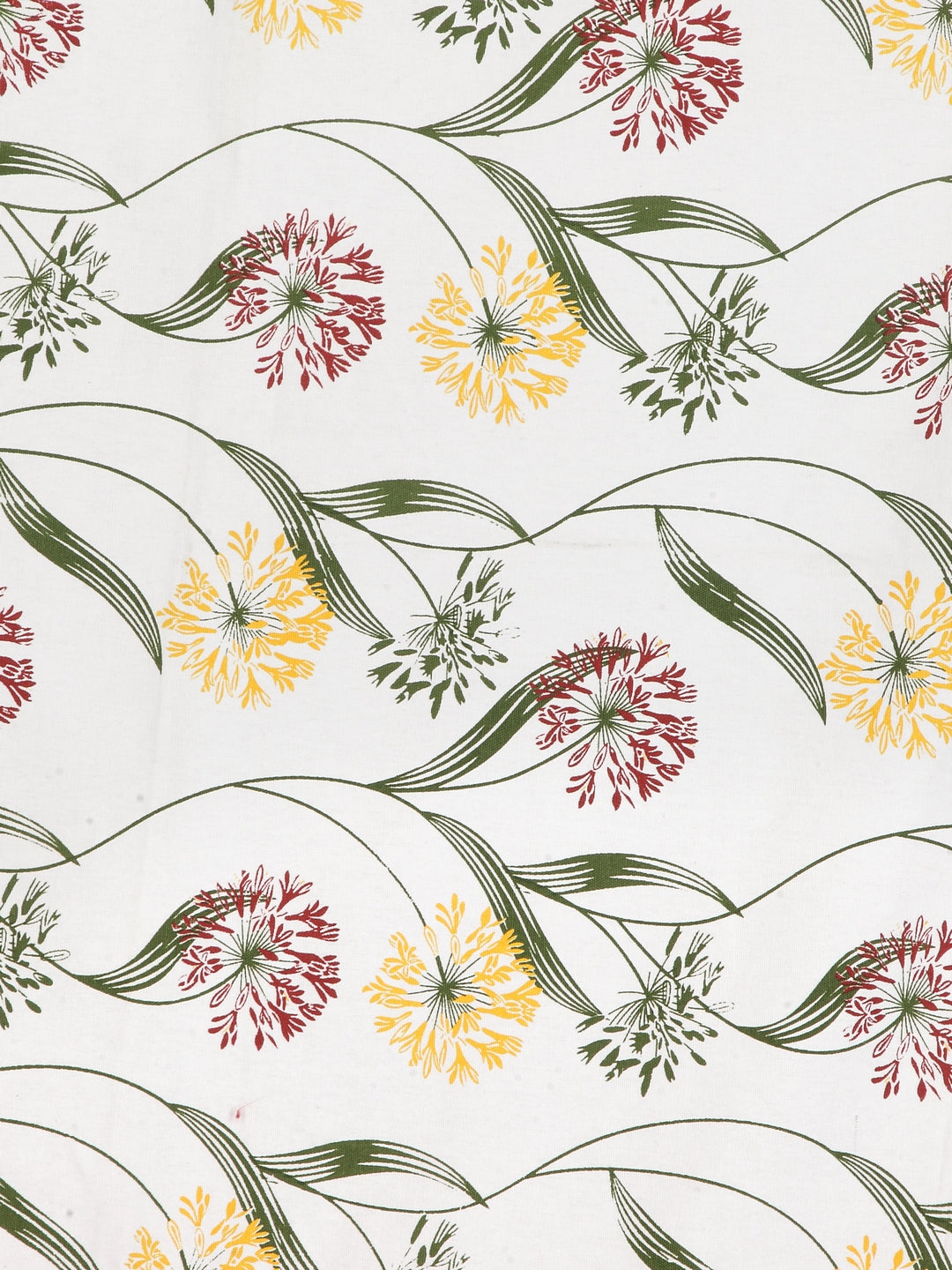 Mix n Match Cotton Floral Design Yellow Color Diwan Set, 1 Diwan Sheet, 2 Bolster Cover, 3 Cushion Covers