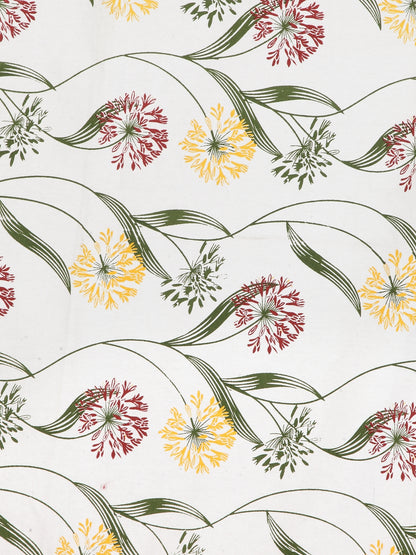 Mix n Match Cotton Floral Design Yellow Color Diwan Set, 1 Diwan Sheet, 2 Bolster Cover, 3 Cushion Covers