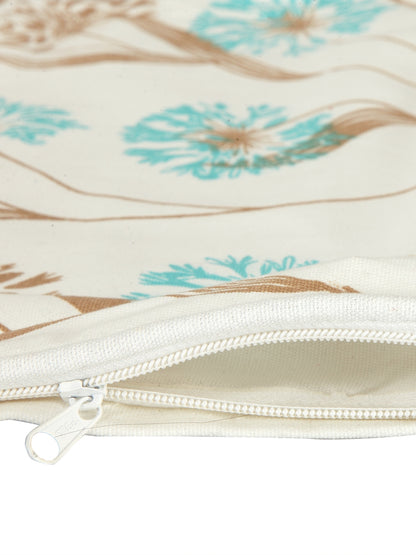 Mix n Match Premium Cotton Floral Design Blue Color Diwan set, 1 Diwan Sheet, 2 Bolster Cover, 3 Cushion Covers