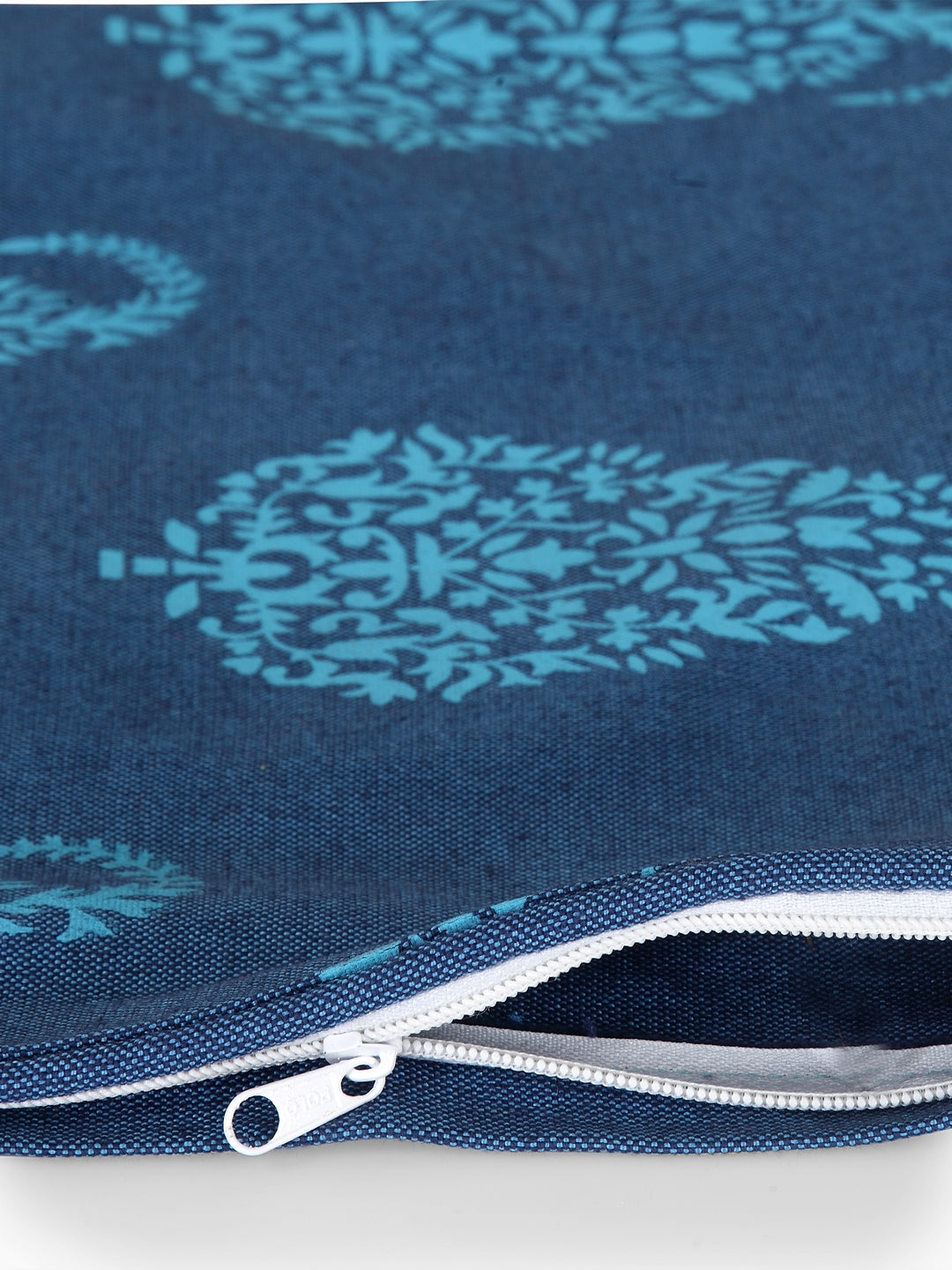 Mix n Match Premium Cotton Paisley Design Blue Color Diwan set, 1 Diwan Sheet, 2 Bolster Cover, 3 Cushion Covers