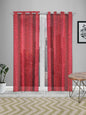 Sheer printed curtain in Red color made with  Polylinen Material , Curtain - 1 pc