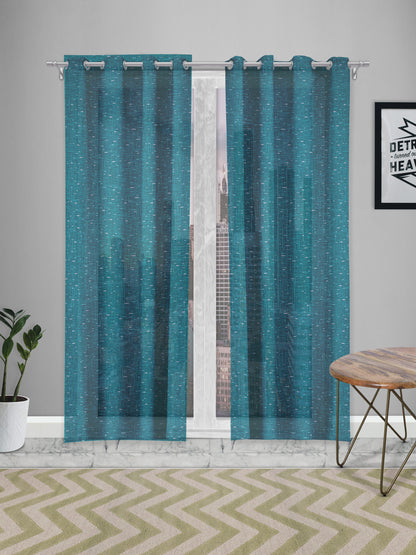 Curtains and Sheers in Firozi/Turquoise color made with  Polylinen Material , Curtain - 1 pc