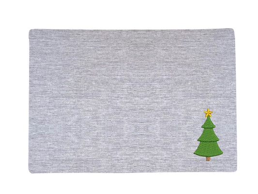 Premium Grey Color Christmas Tree Printed Table Placemat Set