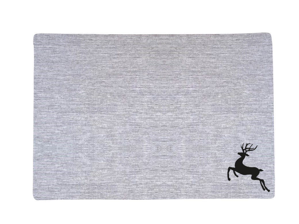 Premium Grey Color Reindeer Printed Table Placemat Set