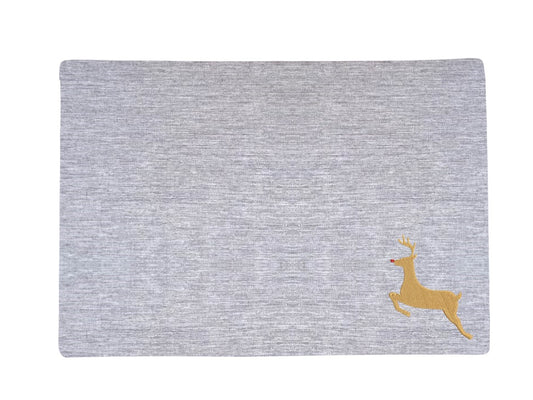 Premium Grey Color Reindeer Printed Table Placemat Set