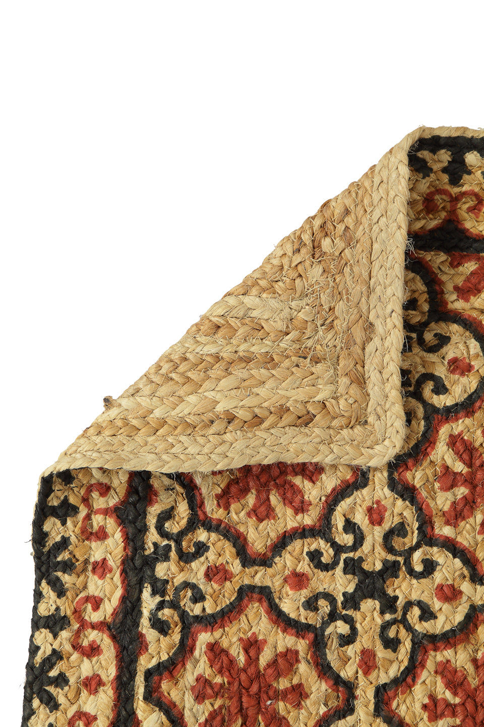 Natural Jute Braided Washable Printed Mat Maroon Color for Door, 1 Pc. Mat