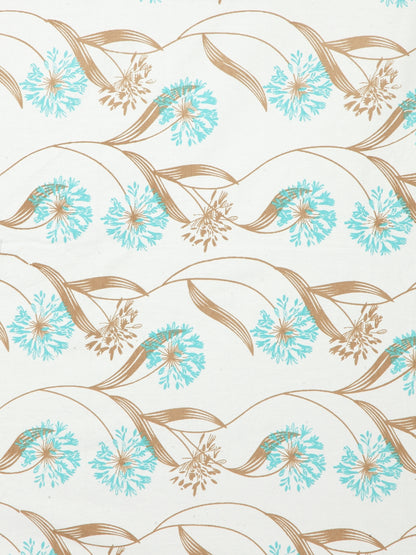 Mix n Match Premium Cotton Floral Design Blue Color Diwan set, 1 Diwan Sheet, 2 Bolster Cover, 3 Cushion Covers