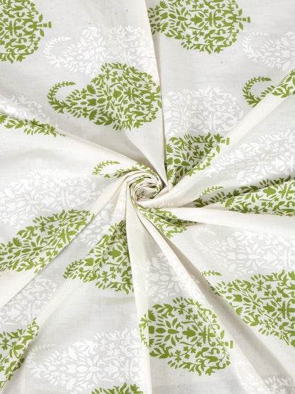 Soumya 100 % Cotton Voile Fabric Printed Light Green Eyelet Curtain, Pack of 1