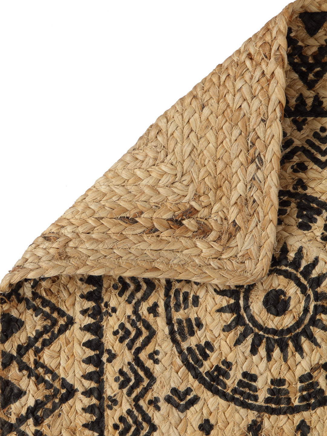 Natural Jute Braided Washable Printed Mat Black Color for Door, 1 Pc. Mat
