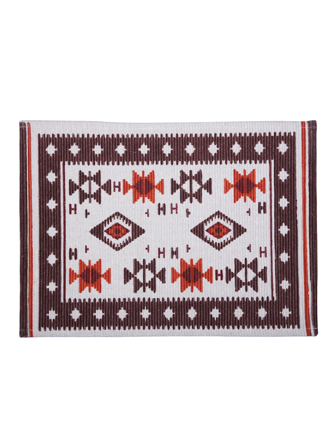 Table Placemats in Brown/Orange color made with  Cotton Material , Kitchen Linen - 6 Pcs Set