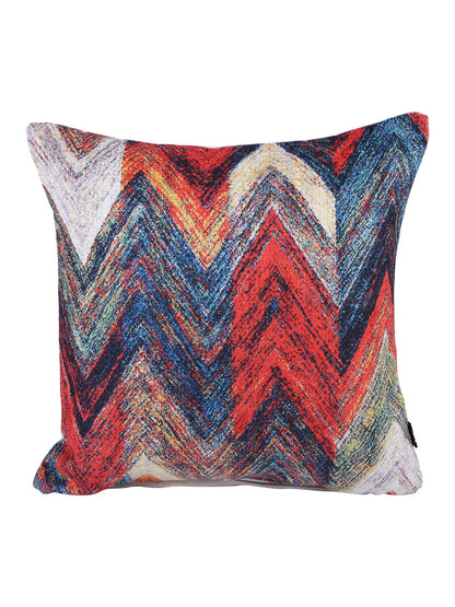 Stylish Blue & Red Color Printed Square Cushion Covers - 2pcs