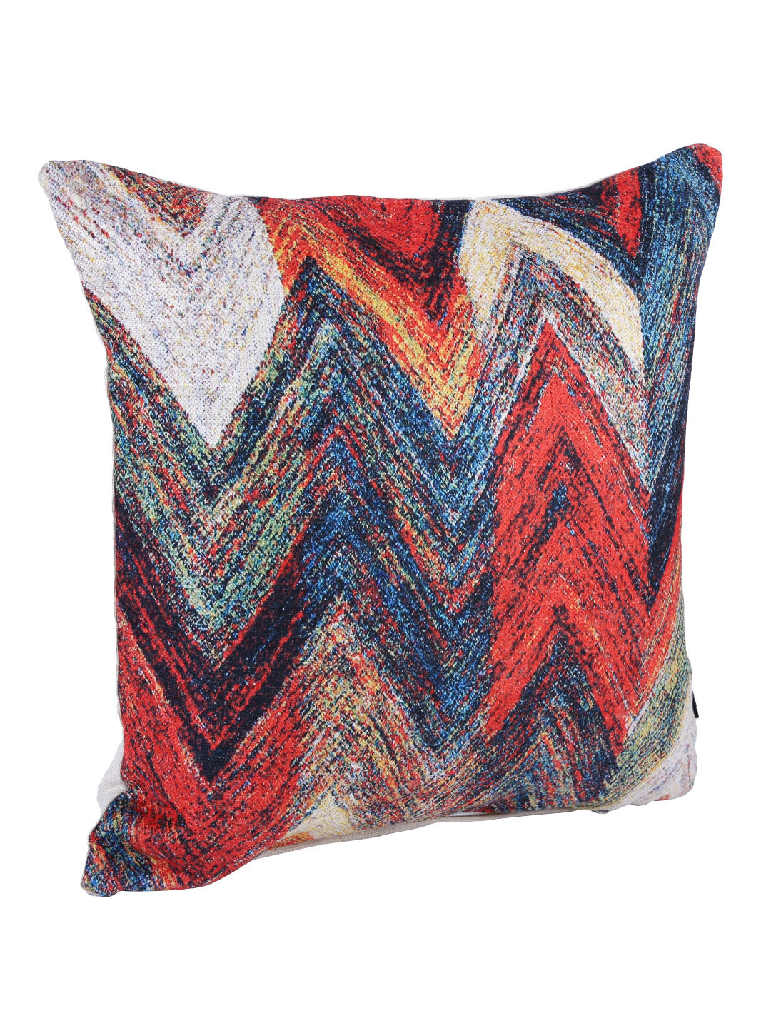 Stylish Blue & Red Color Printed Square Cushion Covers - 2pcs