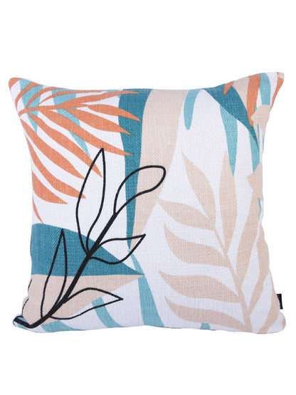 Soumya White & Orange 2 Pieces Floral Square Cushion Covers