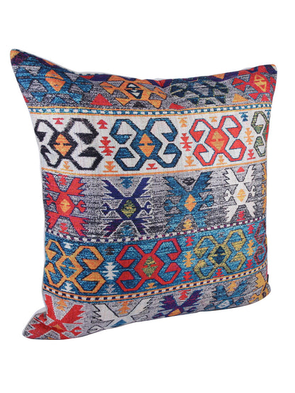 Soumya Navy Blue & White 2 Pieces Geometric Square Cushion Covers