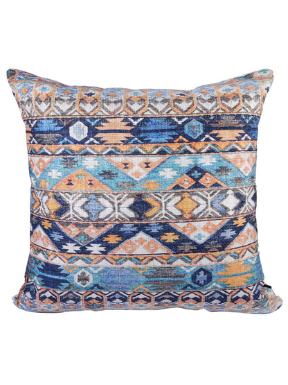 Soumya 2 Pieces Turquoise Blue & Orange Ethnic Motifs Square Cushion Covers