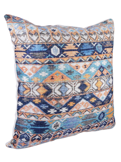 Soumya 2 Pieces Turquoise Blue & Orange Ethnic Motifs Square Cushion Covers