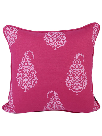 Soumya Pink & White 2 Pieces Ethnic Motifs Square Pure Cotton Cushion Covers