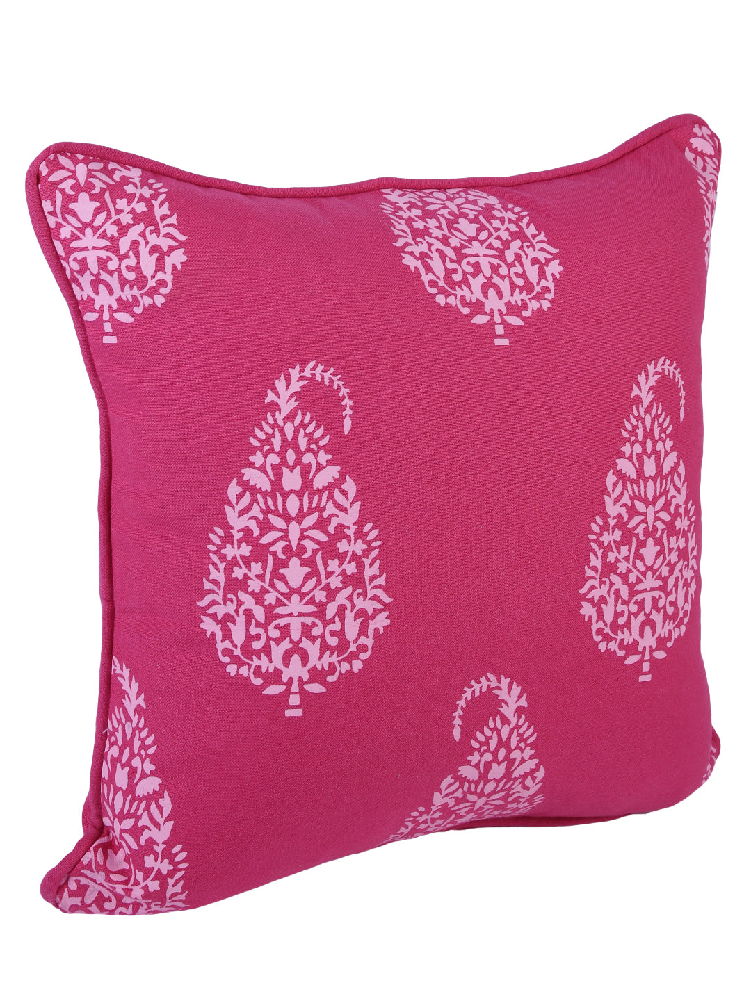 Soumya Pink & White 2 Pieces Ethnic Motifs Square Pure Cotton Cushion Covers