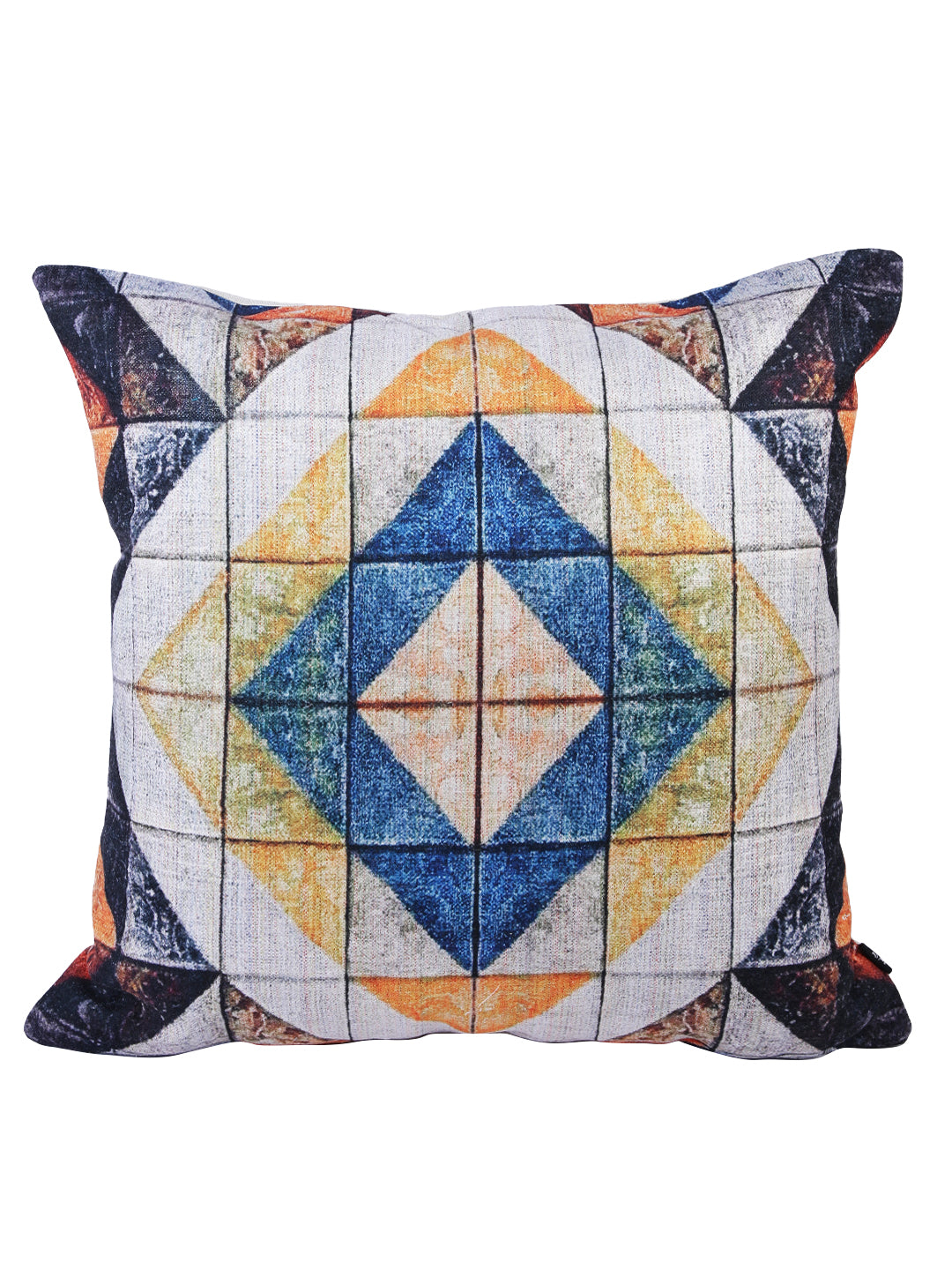 Soumya Blue & Yellow 2 Pieces Geometric Square Cushion Covers