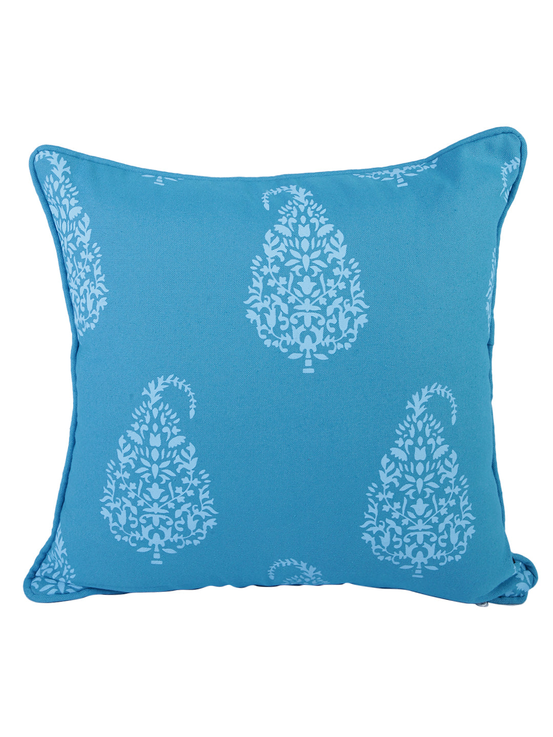 Soumya 2 Pieces Turquoise Blue Ethnic Motifs Pure Cotton Square Cushion Covers