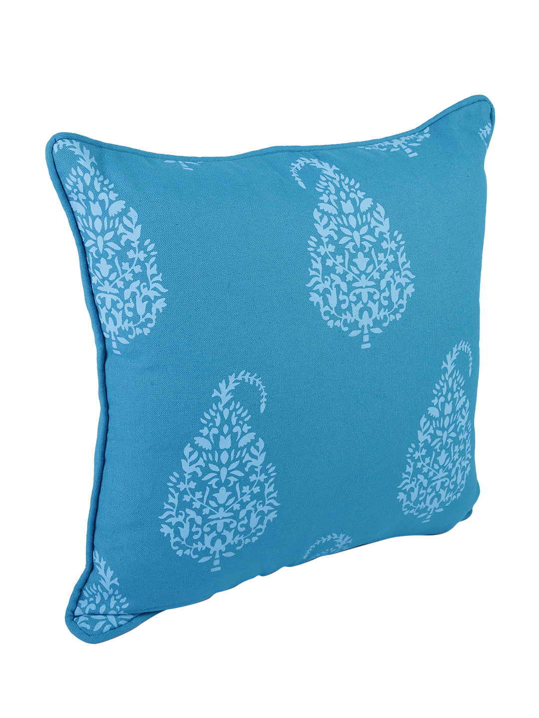 Soumya 2 Pieces Turquoise Blue Ethnic Motifs Pure Cotton Square Cushion Covers