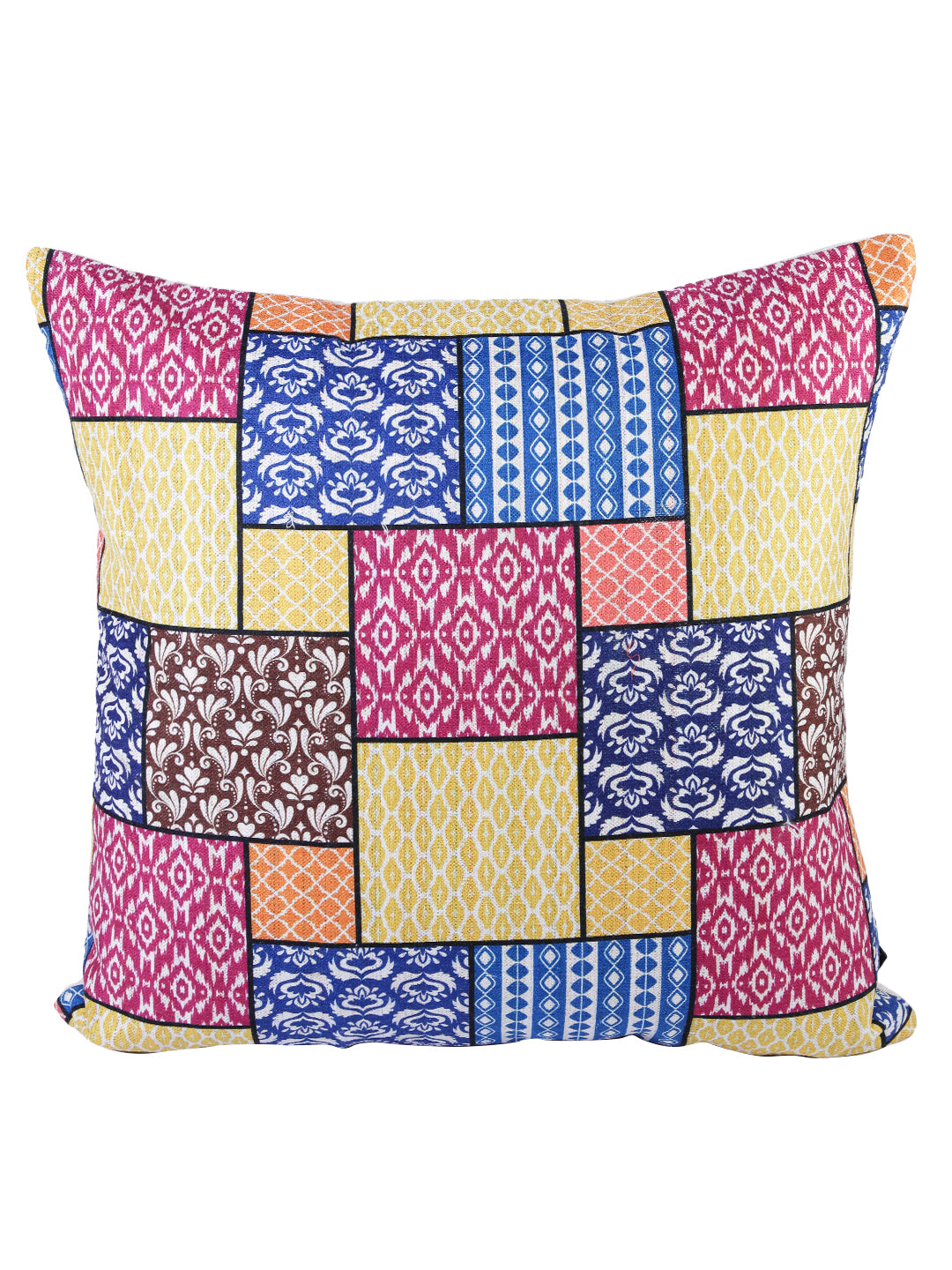 Soumya 2 Pieces Yellow & Blue Ethnic Motifs Square Cushion Covers