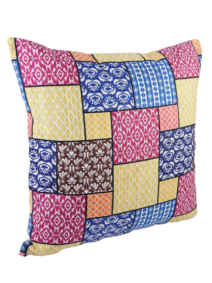 Soumya 2 Pieces Yellow & Blue Ethnic Motifs Square Cushion Covers