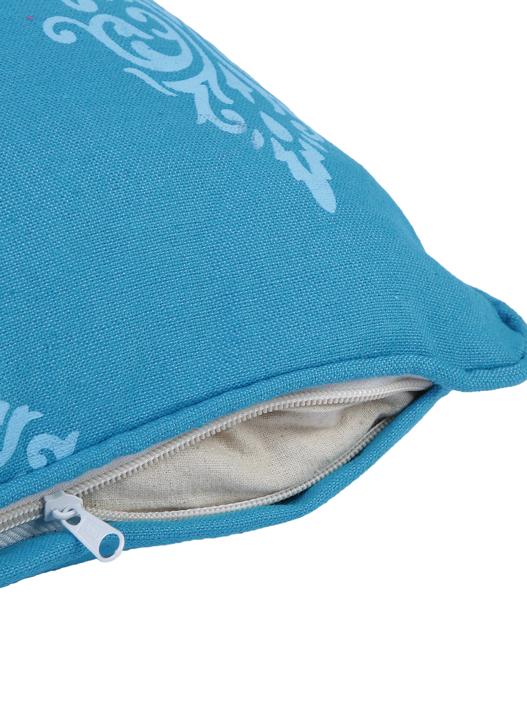 Soumya 2 Pieces Blue Ethnic Motifs Pure Cotton Square Cushion Covers