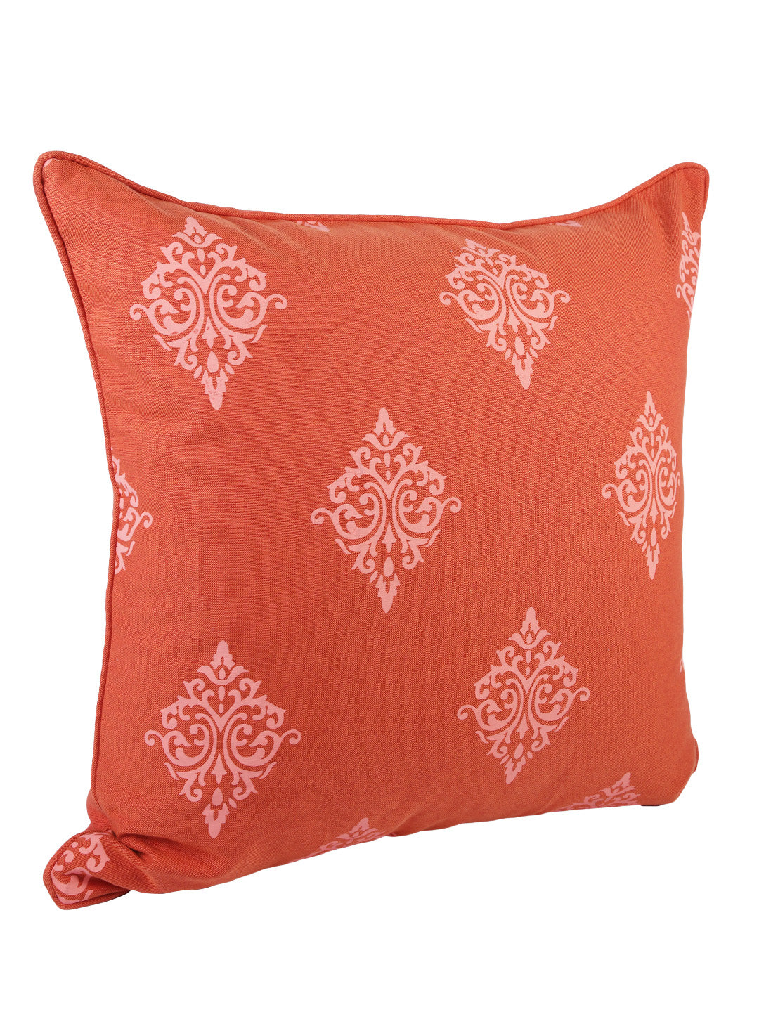 Soumya Orange & White Set of 2 Ethnic Motifs Square Cushion Covers