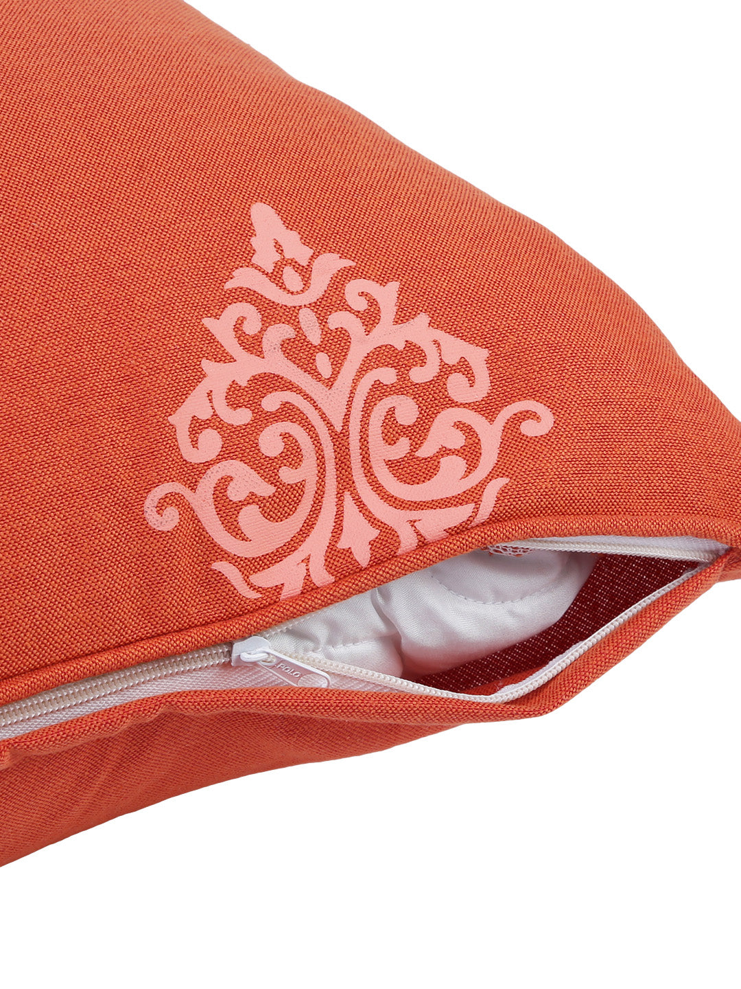 Soumya Orange & White Set of 2 Ethnic Motifs Square Cushion Covers