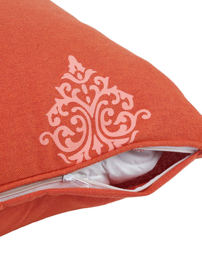 Soumya Orange & White Set of 2 Ethnic Motifs Square Cushion Covers