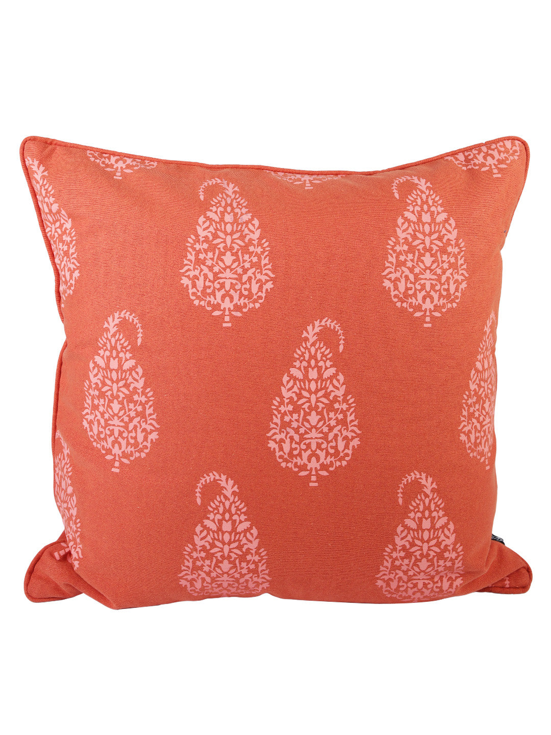 Soumya 2 Pieces Rust Orange & White Ethnic Motifs Pure Cotton Square Cushion Covers