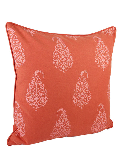 Soumya 2 Pieces Rust Orange & White Ethnic Motifs Pure Cotton Square Cushion Covers