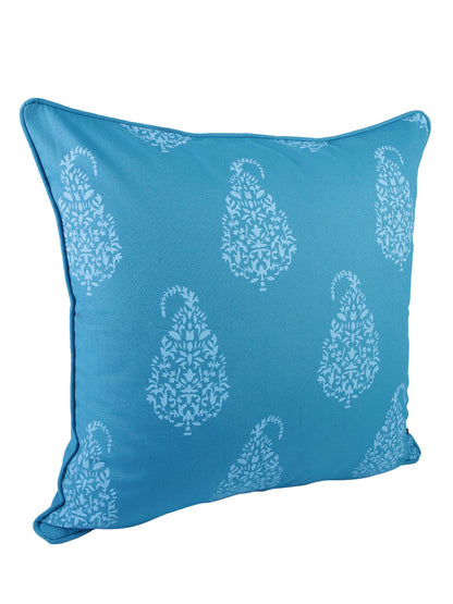 Soumya Turquoise 2 Pieces Blue & White Ethnic Motifs Pure Cotton Square Cushion Covers