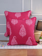 Soumya Pink & White 2 Pieces Ethnic Motifs Square Pure Cotton Cushion Covers