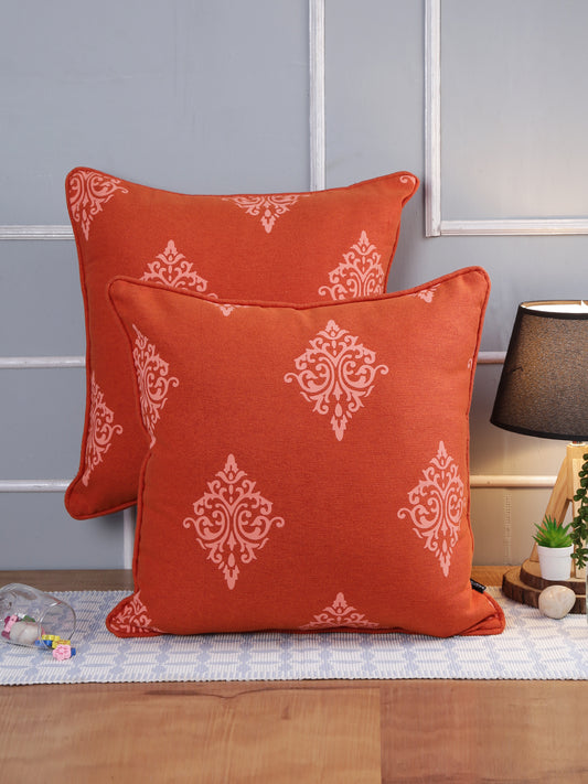 Soumya Rust 2 Pieces Ethnic Motifs Square Pure Cotton Cushion Covers