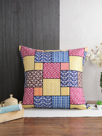 Soumya 2 Pieces Yellow & Blue Ethnic Motifs Square Cushion Covers